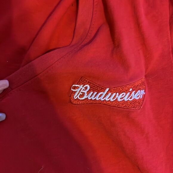 Budweiser Red Shirt Womens V Neck Size Small - Picture 3 of 3
